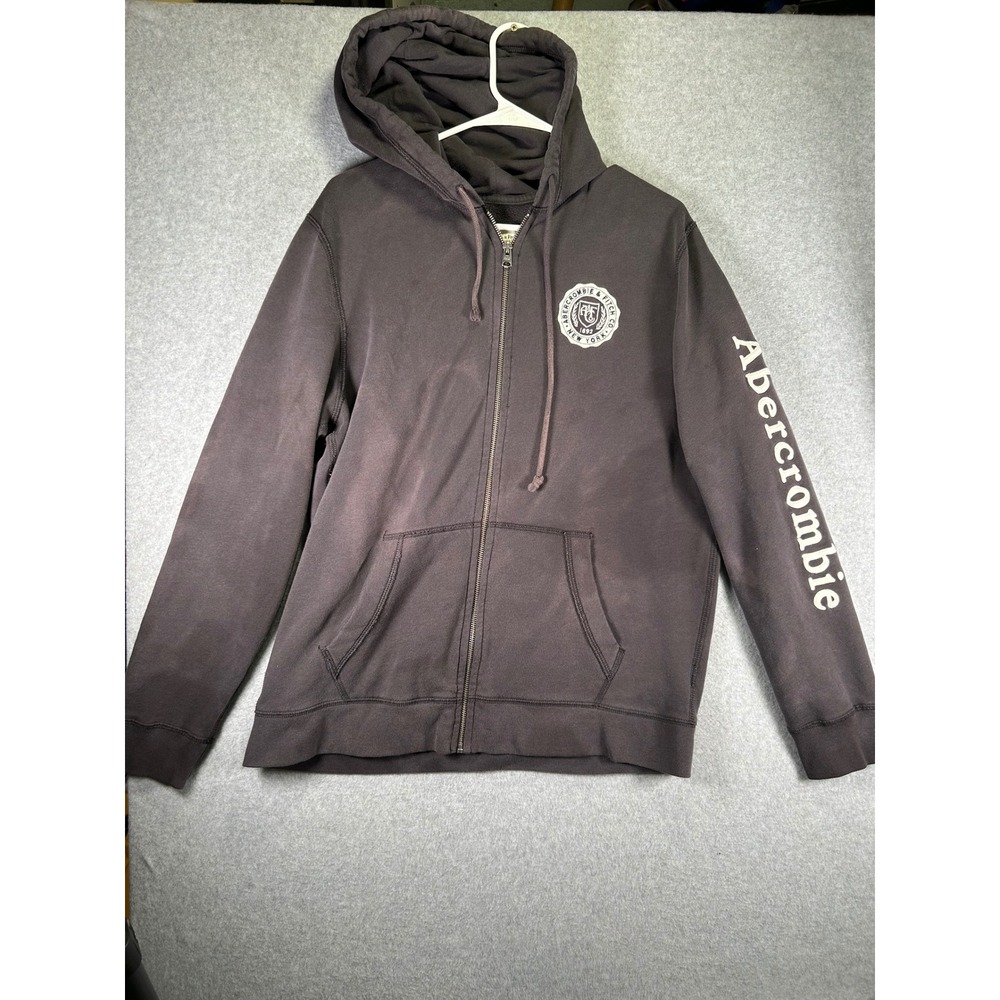 Thrashed Distressed Abercrombie & Fitch Full Zip Hoodie Womens XL Fits L Gray